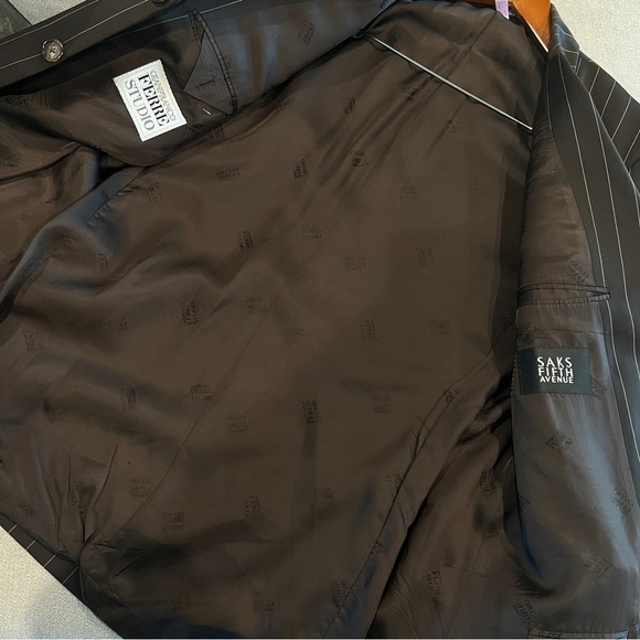 Gianfranco Ferre Mens Three Button Blazer Jacket Brown Size 42R Stripes - Picture 6 of 12